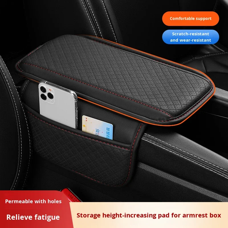 

Car Central Armrest Box Heightening Non-Slip Cover Mat Multi-Functional Storage Bag PU Leather Protective Pad Standard Fit