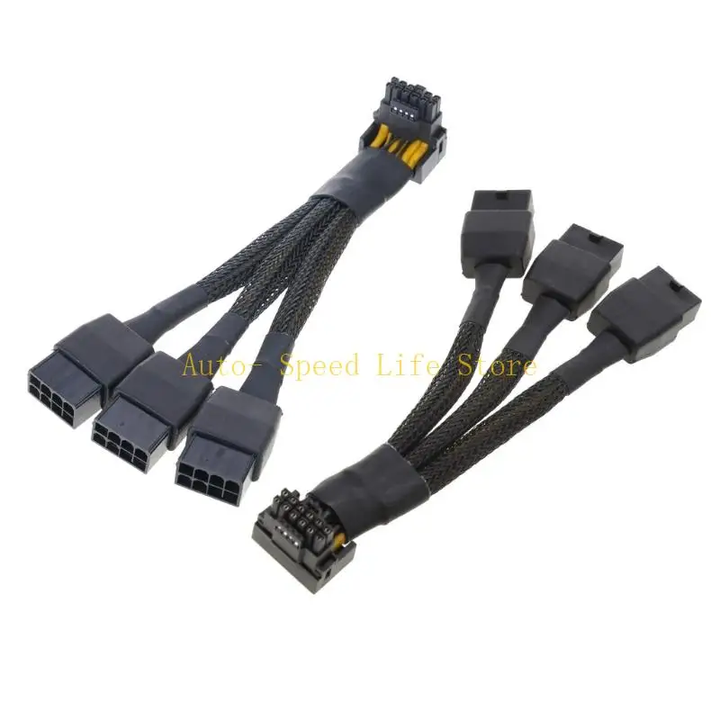 02DA PCIe5.0 Extension Cable 16Pin Right Angled Connector 16Pin Male to 3X8Pin Female
