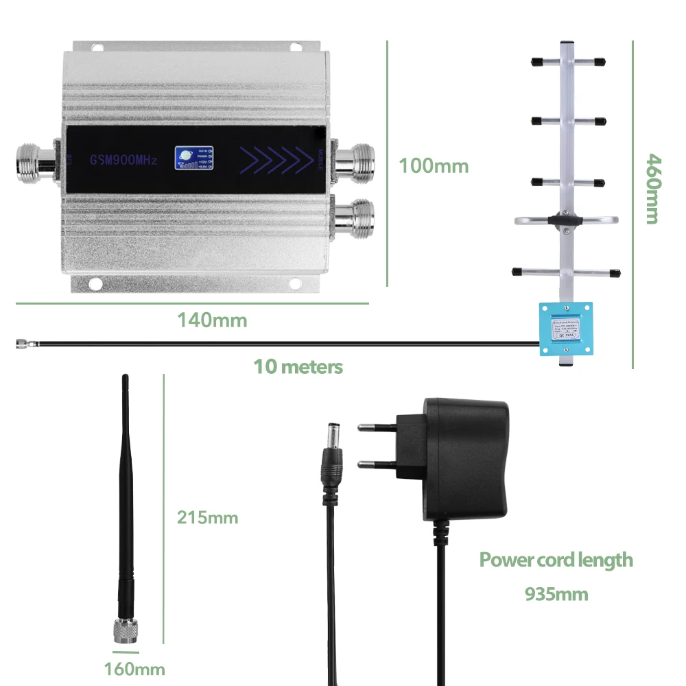 LCD GSM900MHz Double-end Mobile Phone Signal Booster Cell Phone Signal Repeater Signal Amplifier Set with Yagi Antenna