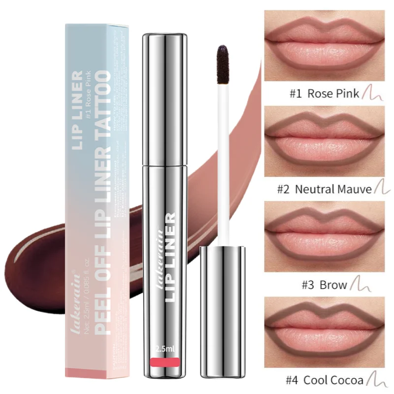 Delineador labial à prova d'água com vitamina E, delineador líquido de longa duração, maquiagem duradoura, delineador líquido contendo ácido hialurônico