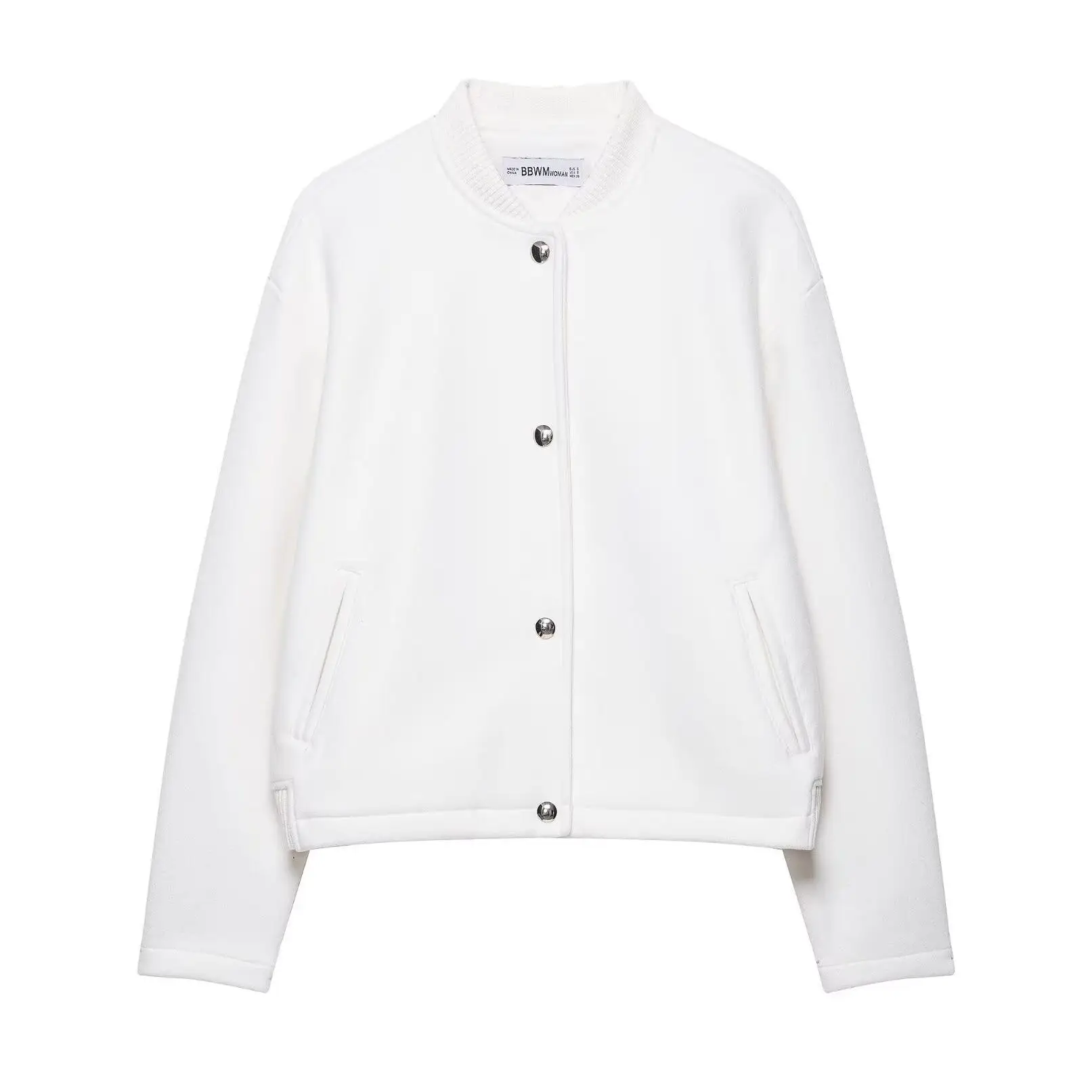 Z Feng 2025 New White Ele Women's Button Stand Collar Pilot Jaet Outerwear SF009-6783 Pure Color Autumn Faion Ladies view 4