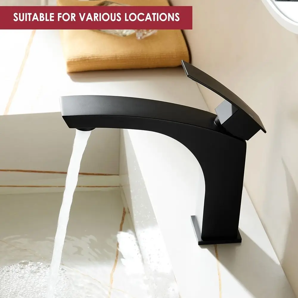 صنبور بمقبض واحد من الفولاذ المقاوم للصدأ باللون الأسود غير اللامع الحديث لحوض الغرور #6