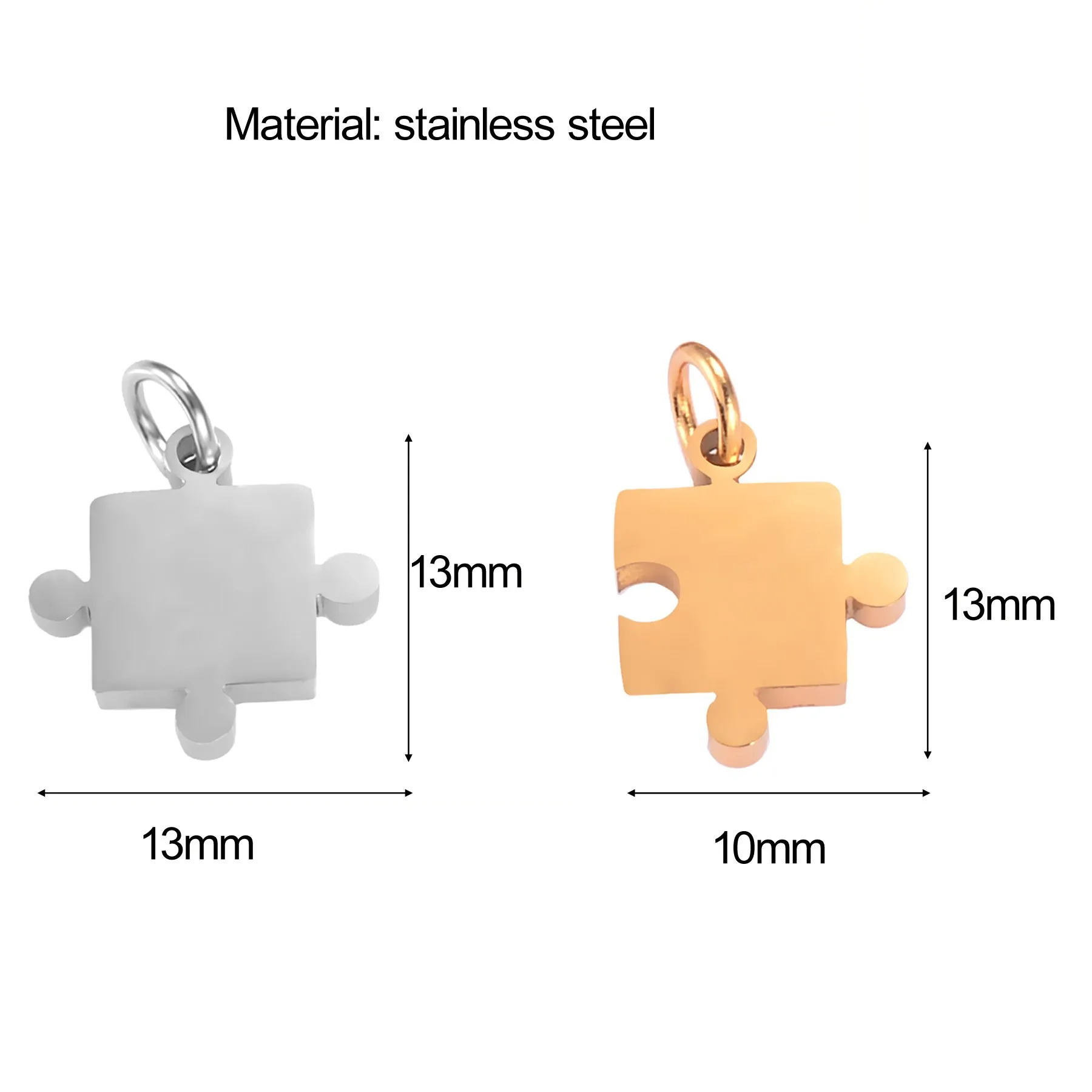 Wholesale 10pair Stainless Steel Puzzle Jigsaw Charm Blank To Record Metal Puzzle Tags For Engraving Mirror Polished