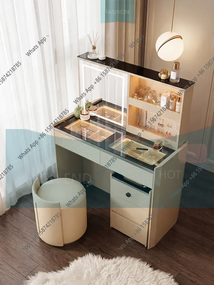 

hT Mn Italian Light Luxury Dresser Master Bedroom Solid Wood New High-end Villa Liftable Desk Storage Cabinet Integrated
