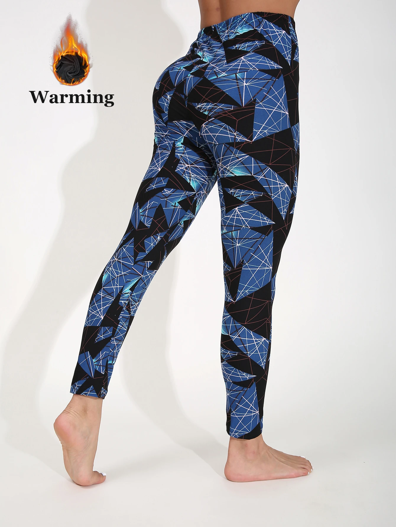 

Autumn Winter 1PACK Women's Laser Random Pattern And Thick Velvet Sexy Tight Legging Casual Sports Elegant Fitness Yoga Pants