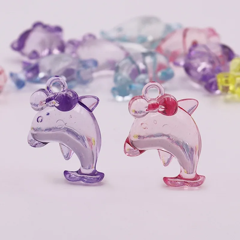 Camal 10PCS 37mm Colorful Acrylic Cartoon Dolphin Pendants Pirate Treasure Archaeological Excavation Toys Party Favors For Kids