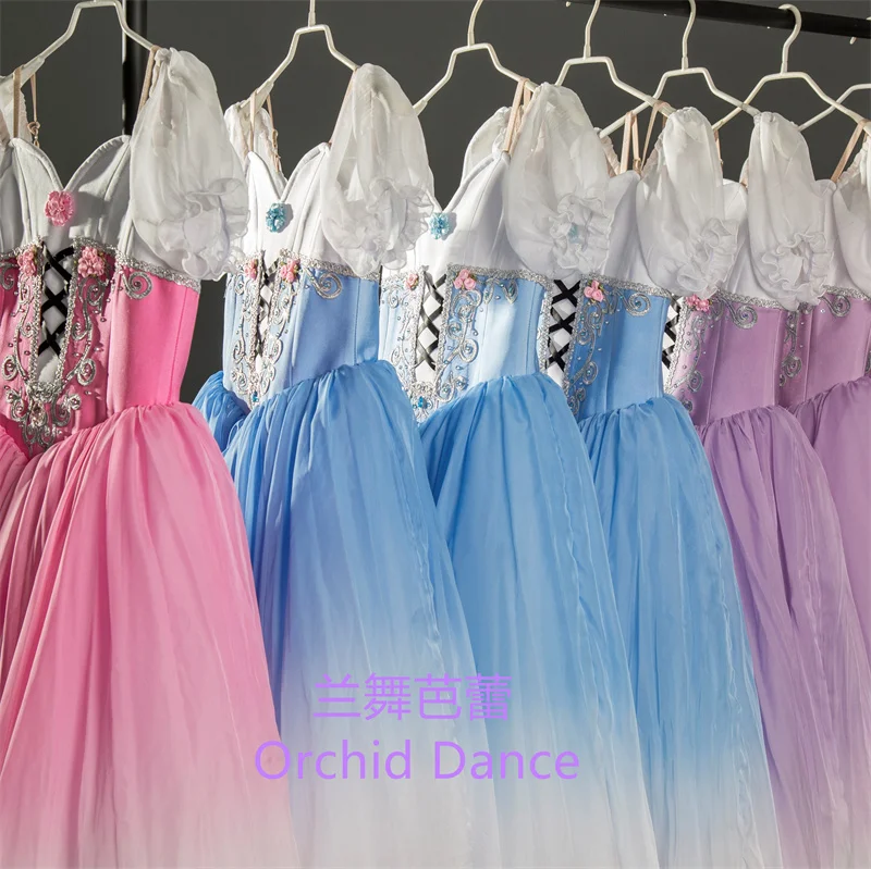 Advanced Customization Professional High Quality Custom Size Girls Kids Performance Wear Purple Blue Pink Ballet Romantic Tutu