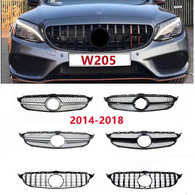 

Front Bumper Grille For Mercedes Benz C Class W205 Sport Racing Grill With Camera AMG GT Diamond 2014 2015 2016 2017 2018