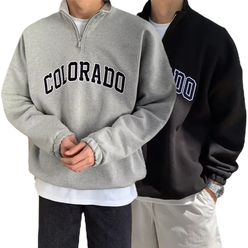 

Men's Plus Size Half Zip Hoodie Women Letter Print Autumn & Spring Long Sleeve Outerwear Unisex Hoodies