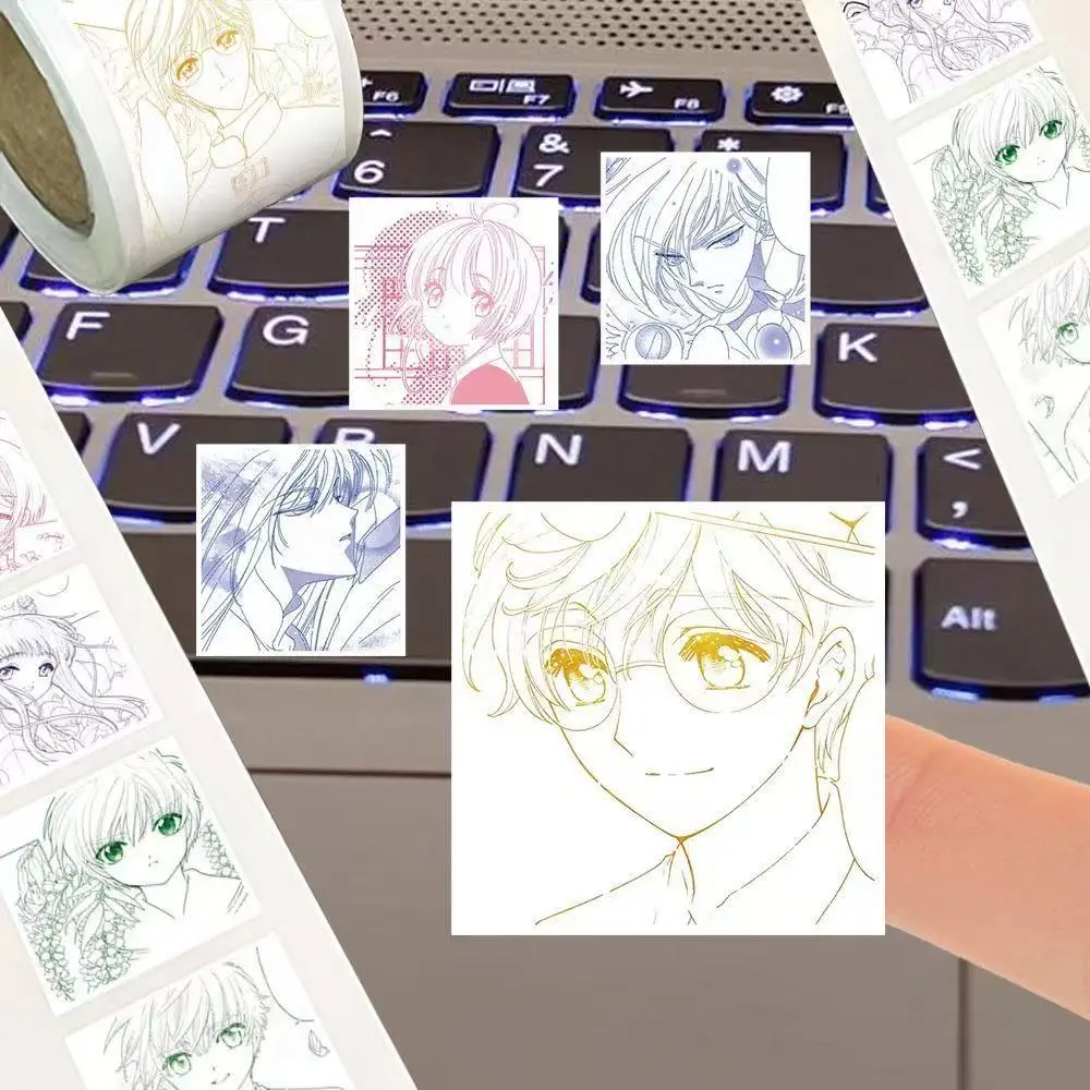 500pcs/Roll Anime Girl Cartoon Color Simple Drawing Sealing Stickers DIY PVC Laptop Decals Decoration Reward Gift Toy