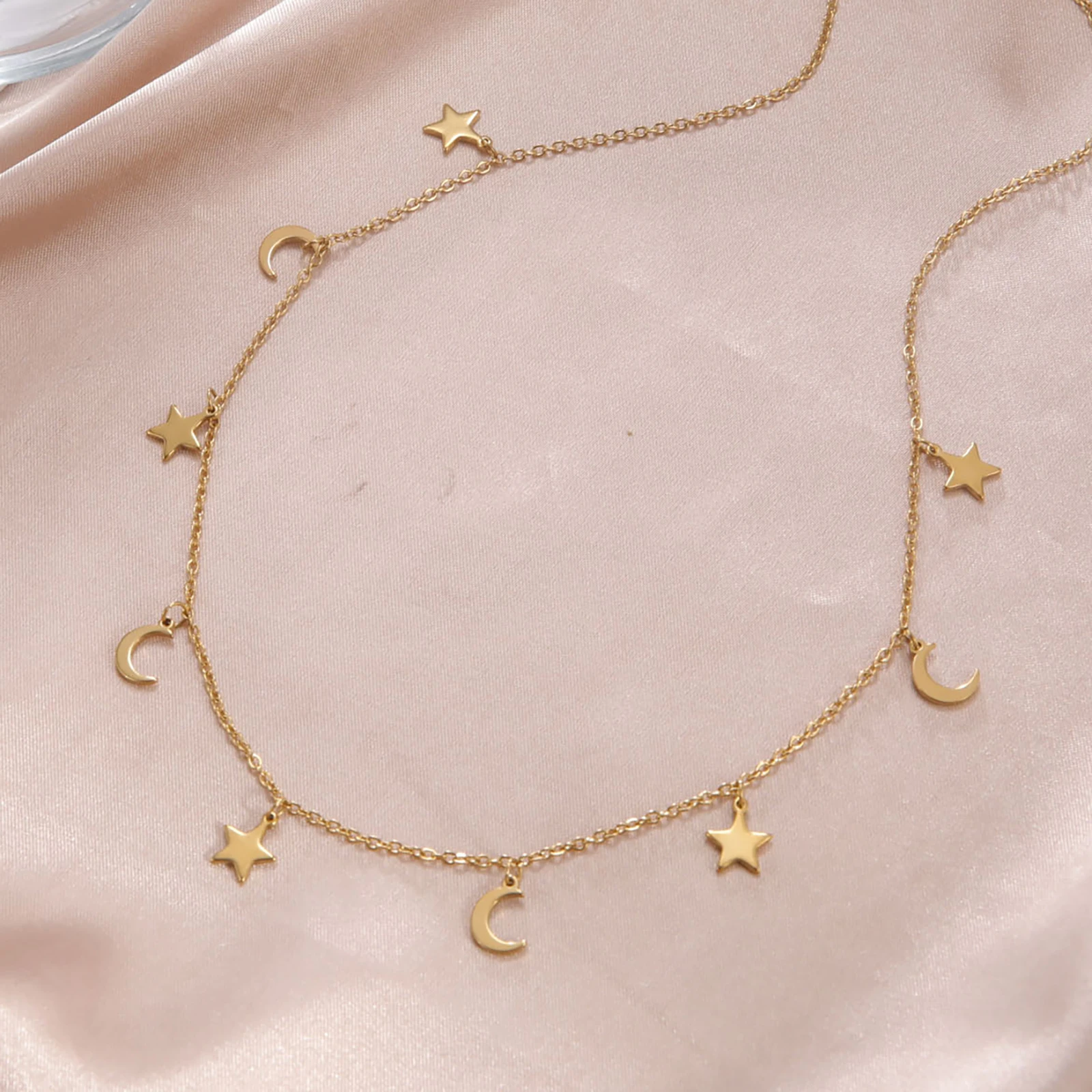 Skyrim Moon Star Charm Necklaces for Women Stainless Steel Gold Color Chain Choker 2025 Boho Trendy Jewelry Mother's Day Gift