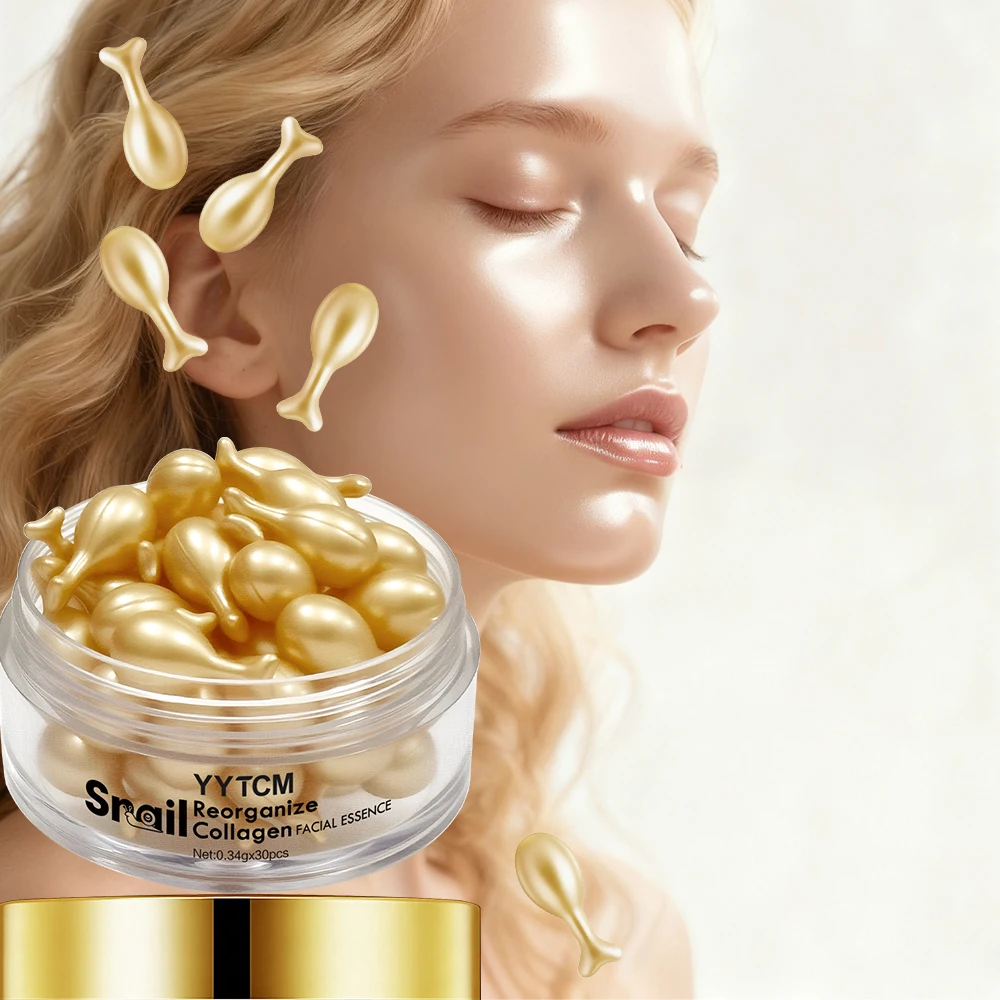 Cápsulas de Suero de Colágeno Recombinante de Caracol – Esencia hidratante, humectante y reafirmante; suaviza la piel. Formulado con escualano