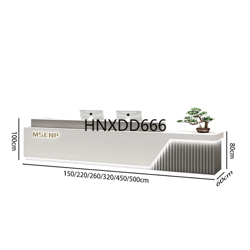 

Luxury White Front Reception Desk Office Desk Furniture Customized Color Bake Paint Reception Table for Office Hotel