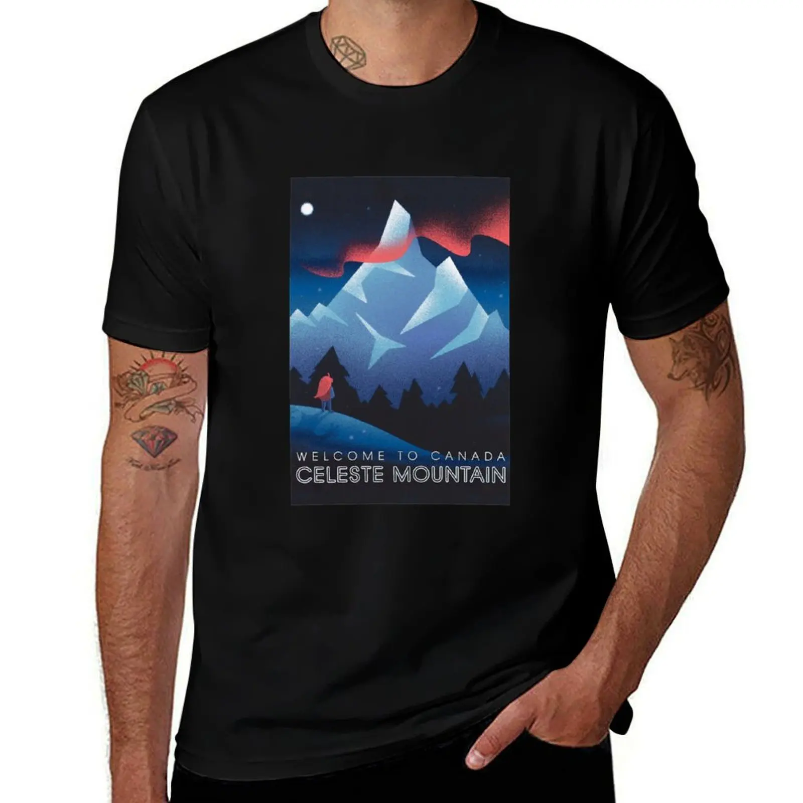 Футболка с принтом «Welcome to Background Moon Celeste Art Game Mountain» – подарок для фанатов, простая однотонная футболка с круглым вырезом.