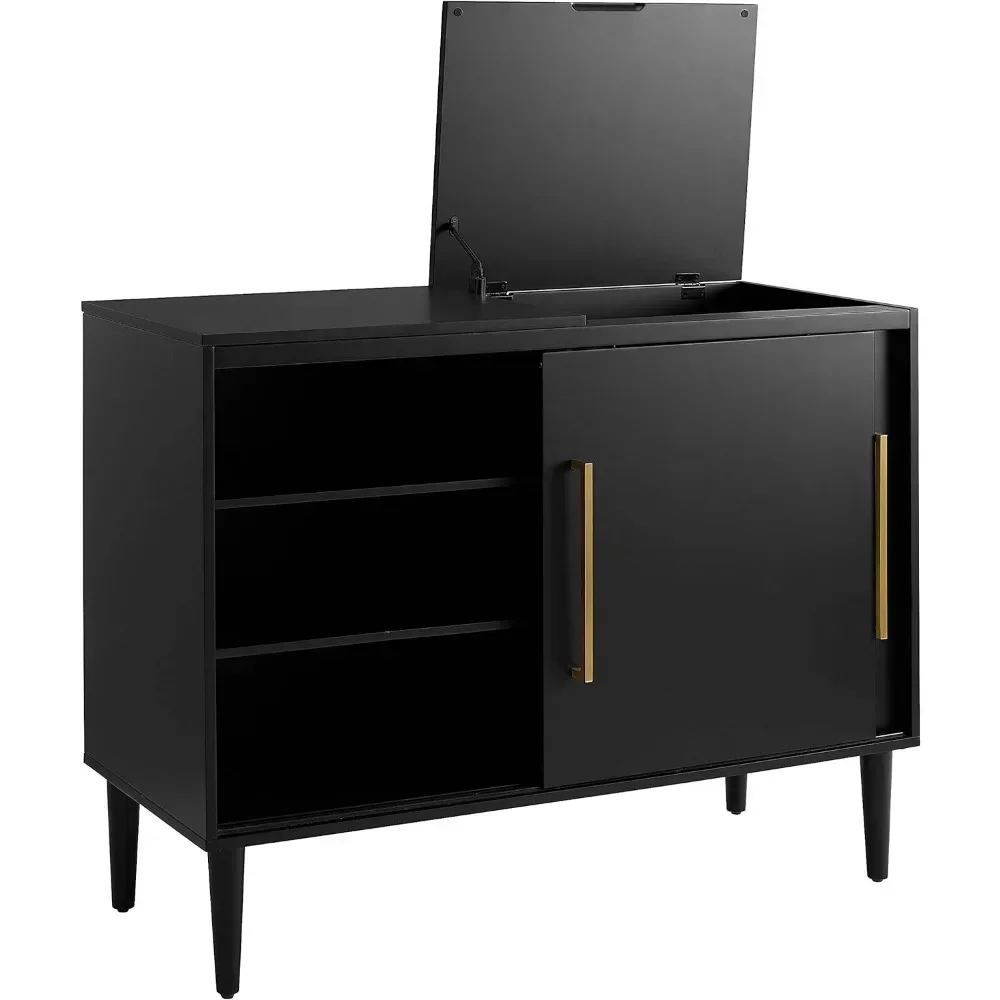 Meubels Everett Midden Eeuw Moderne Media Console, Mat Zwart