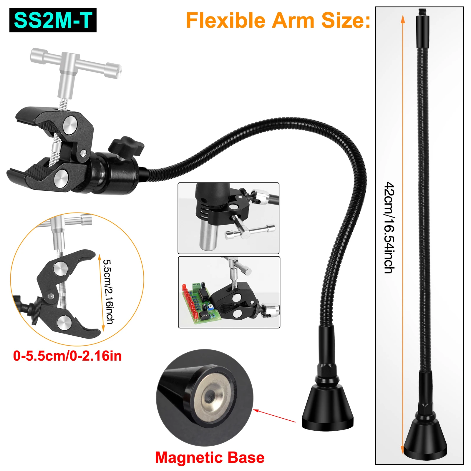 NEWACALOX PCB Fixture Clips Soldering Holder Third Hand Tool Magnetic Flexible Helping Hands with 3X LED Illuminated Magnifier