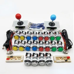 Zero Delay Arcade cabinet DIY Kit for 5V LED Chrome Push Button Copy SANWA Joystick 1 & 2 Player COIN USB to PC / Raspberry Pi