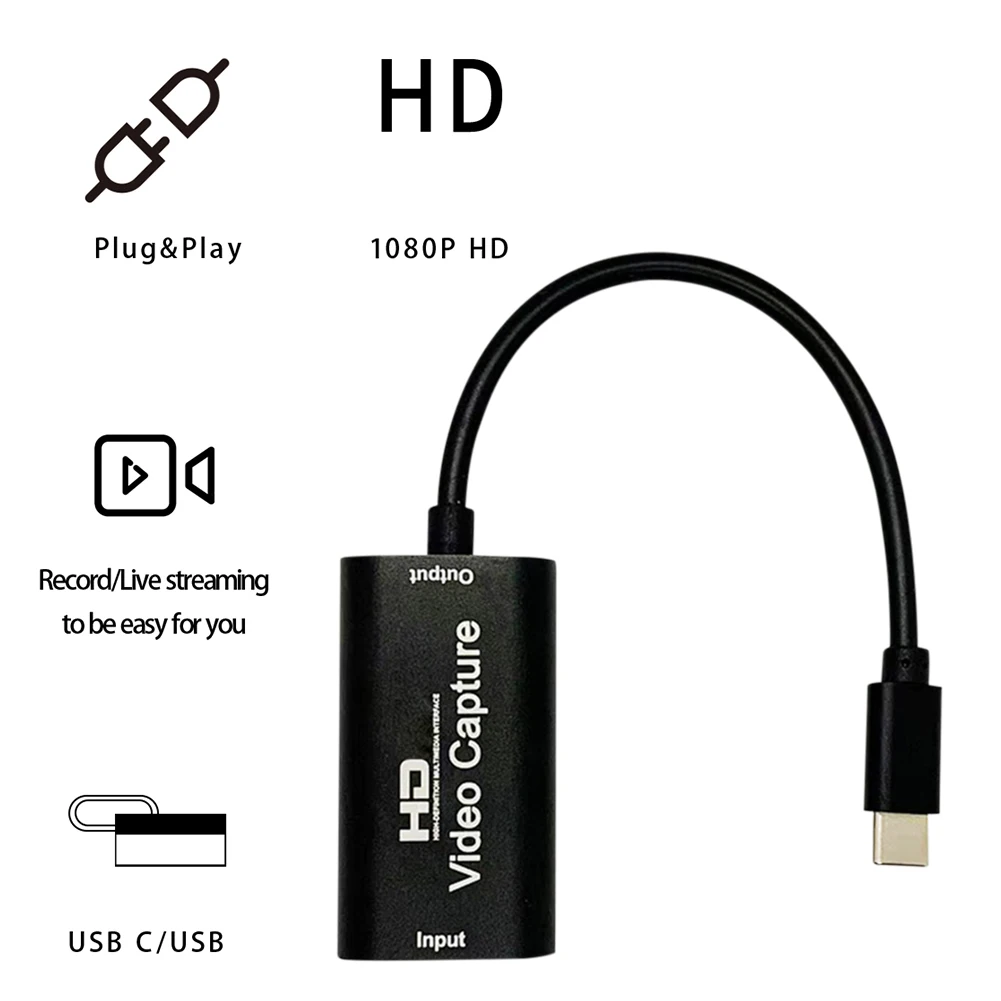 HD 1080P 4K نوع C إلى HDMI-متوافق مع الفيديو بطاقة التقاط الصوت والفيديو HDMI-متوافق مع USB-C لوحة التقاط الفيديو لعبة سجل البث المباشر