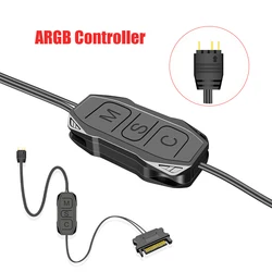 ARGB Controller 5V 3pin To SATA Power Supply Mini RGB Controller 3PIN Hub For Computer Cpu Case Cool Fan LED Light Radiator