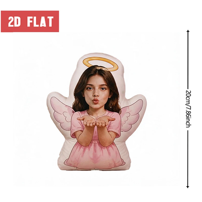 Custom Photo Angel Wings Shaped Pillow, Personalized Face Blowing Kiss Decorative Cushion, Unique Home Decor Accent for Sofa & B