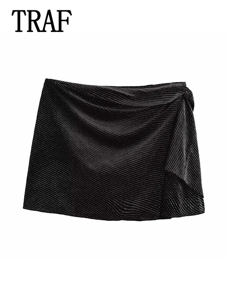 Women Casual Skort For Women velvet Skirt Pants 2024 Autumn Women High Waist black Skirt Shorts