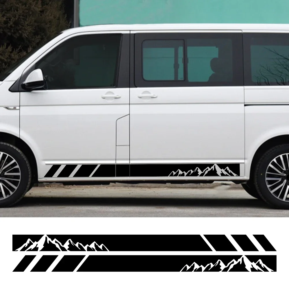Decoración para coche Volkswagen VW T4 T5 T6 Transporter, pegatinas con rayas de montaña, pegatina para faldones laterales de coche, accesorios para automóviles