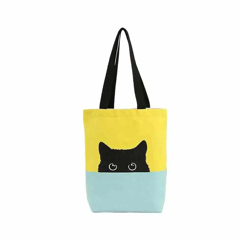 HLTN02 Reusable Canvas Tote Bag for Grocery Cute Shopping Tote Bag with Zipper