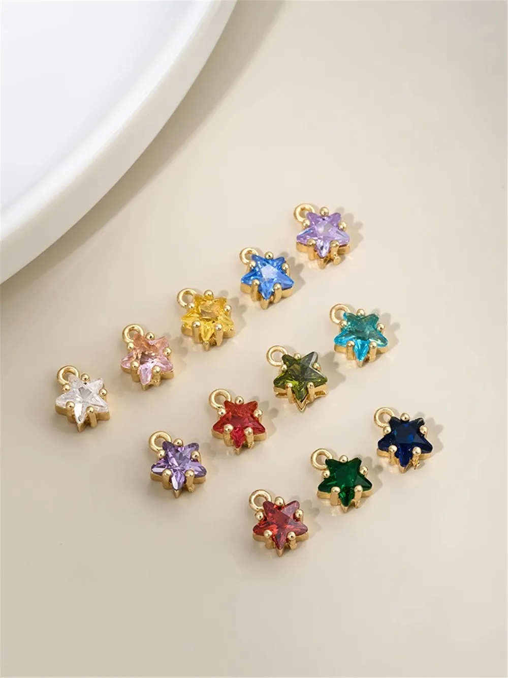 

Color Pentagonal Star Zircon Birthstone Pendant 12 Constellation Lucky Stone 14K Bag Gold Color Diy Jewelry Accessories