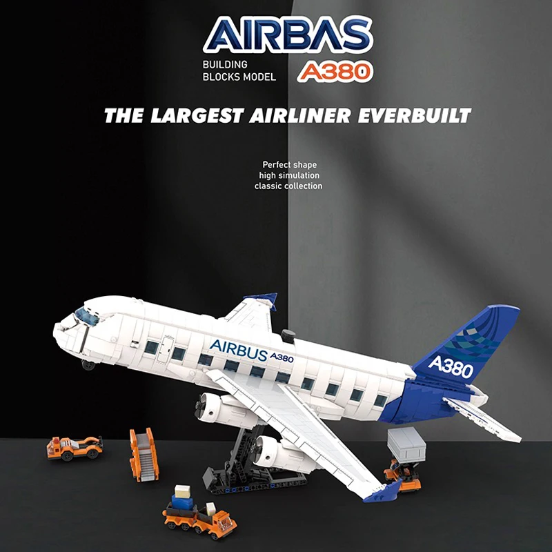 City Passenger Plane Building Blocks A1380 Dreamliner Airbus Transport Airliner Model Bricks Assemble Toys For Children Gift