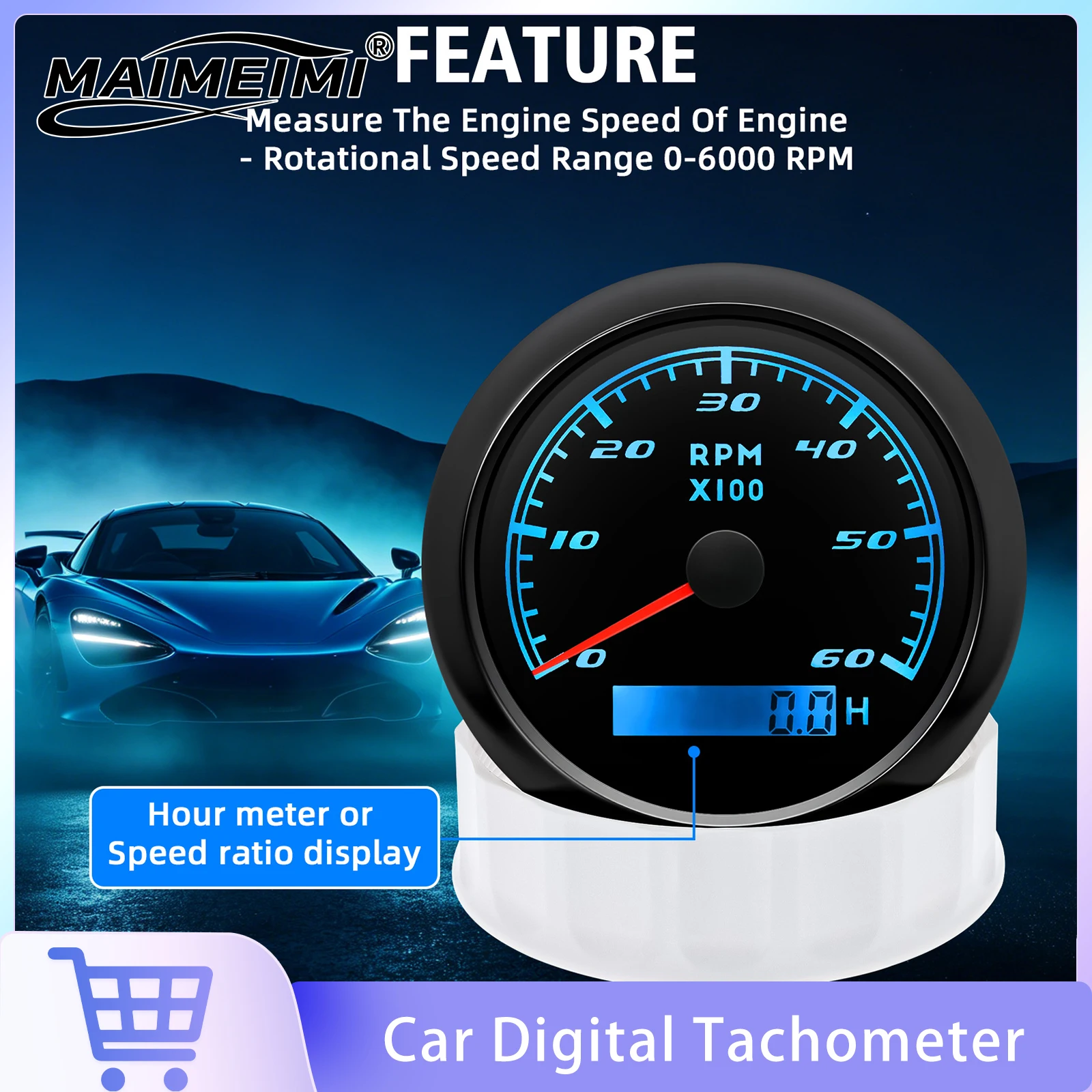 85mm Car Boat Tachometer Gauge 3000/4000/6000/7000/8000 RPM Marine Tacho Meter With Hourmeter Waterproof Tacho Meter 12V 24V