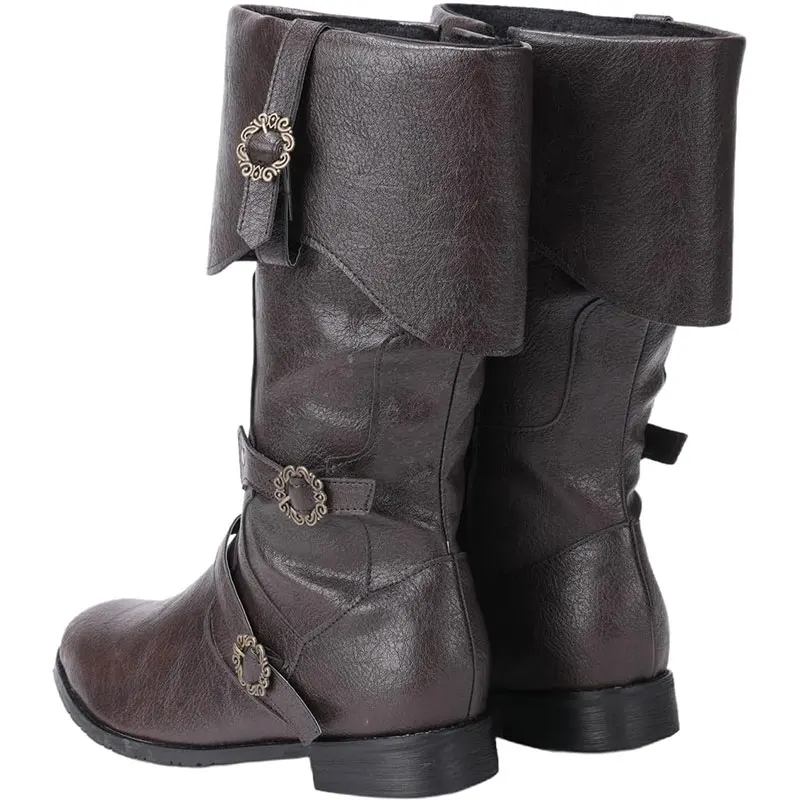 Retro Medieval Boots Nordic Viking Pirate Men Women Boots Riding Long Cosplay Boots for Halloween Party