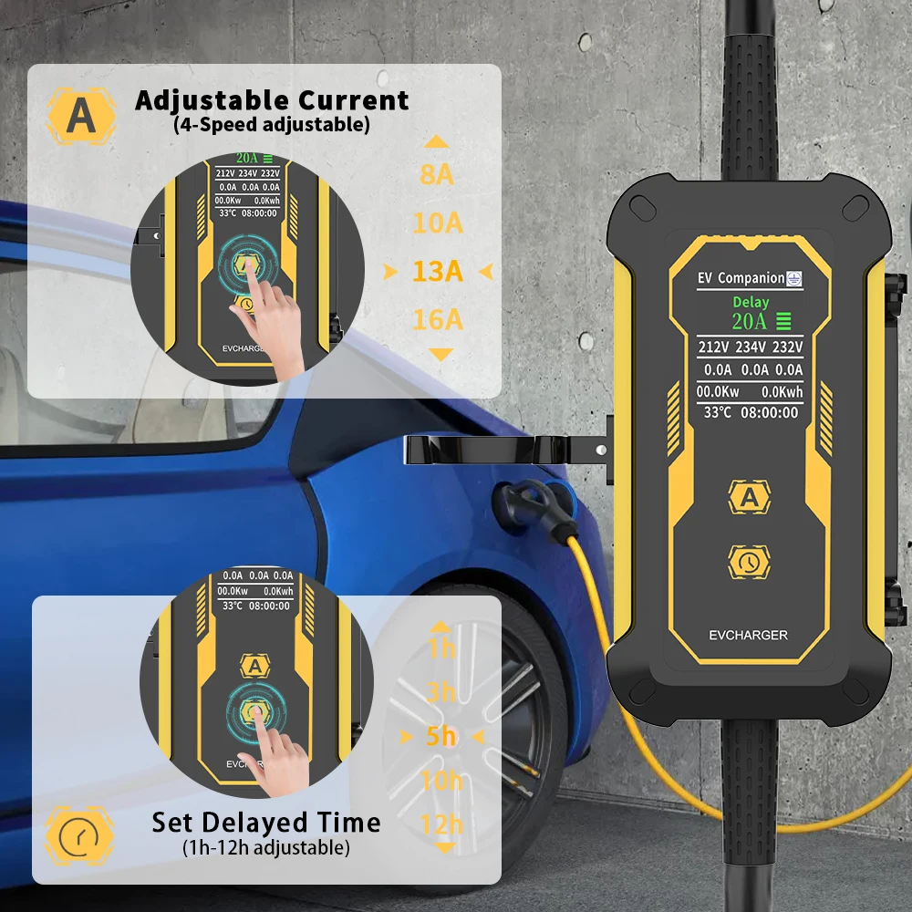 EVポータブル充電器 タイプ2/タイプ1/GBT充電コネクタ 3.5KW 16A タイプ2 5M ウォールボックス充電ステーション 電気自動車用充電器