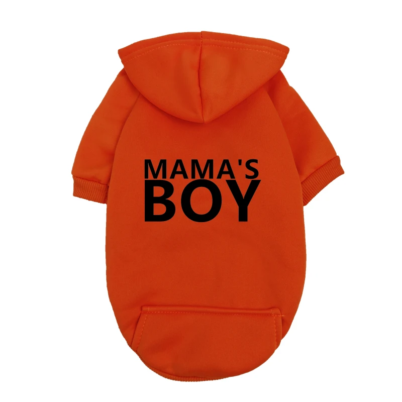 Sudadera con capucha de forro polar para perros pequeños mama's boy_voghion.com
