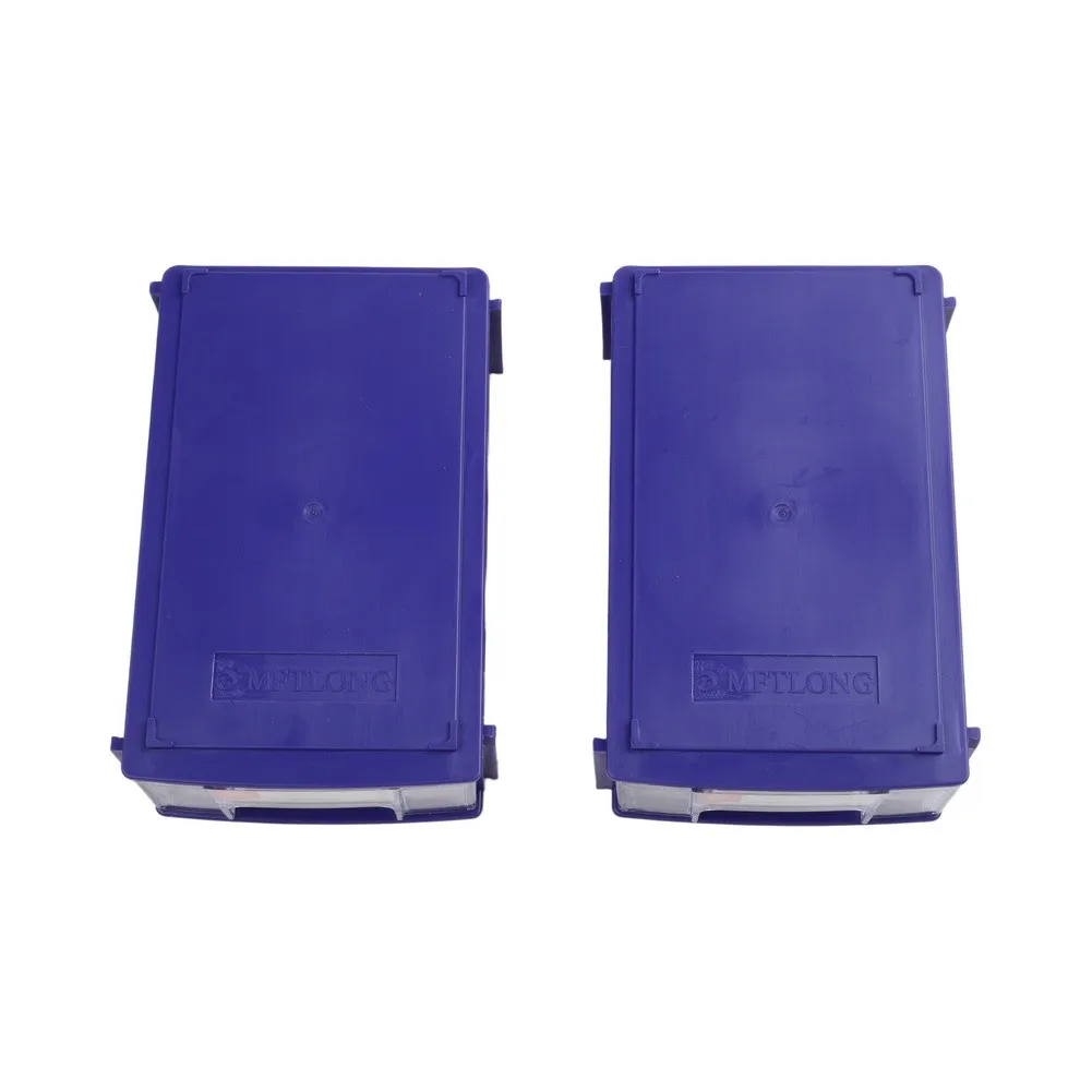 2PCS Stackable PE Storage Boxes for Hardware Sorting Screws Nuts Bolts Washers with Clear View Drawers and Stackable Feature