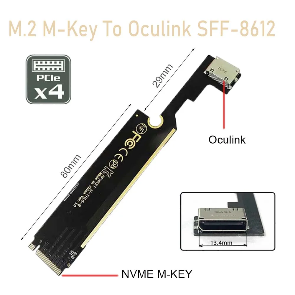 Host Adapter for ThinkBook 16+ Bluetooth Support  M.2 M-key To Oculink SFF-8612 SFF-8611 External Graphics Card & SSD PCI-E 3.0