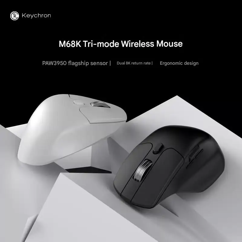 Keychron M6/M6s A1 A3 A23 A24 Wireless Mouse Bluetooth PAW3395/PAW3950 1K/8K Ergonomic Customized Esports Mouse Pc Accessories