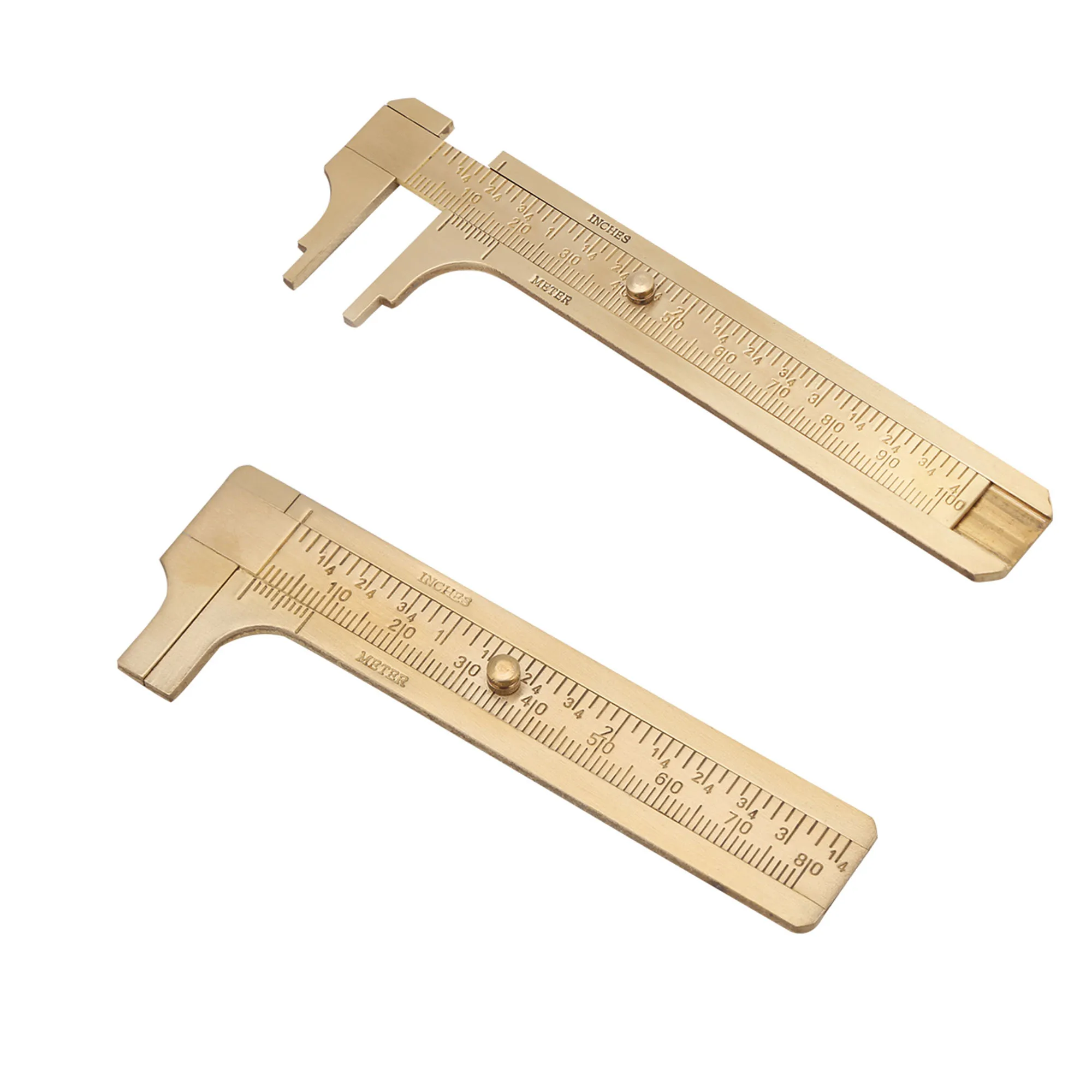 Brass Sliding Gauge Vernier Caliper Ruler, Double Scales mm/inch Metric/Imperial, 100mm 80mm, Measuring Tool