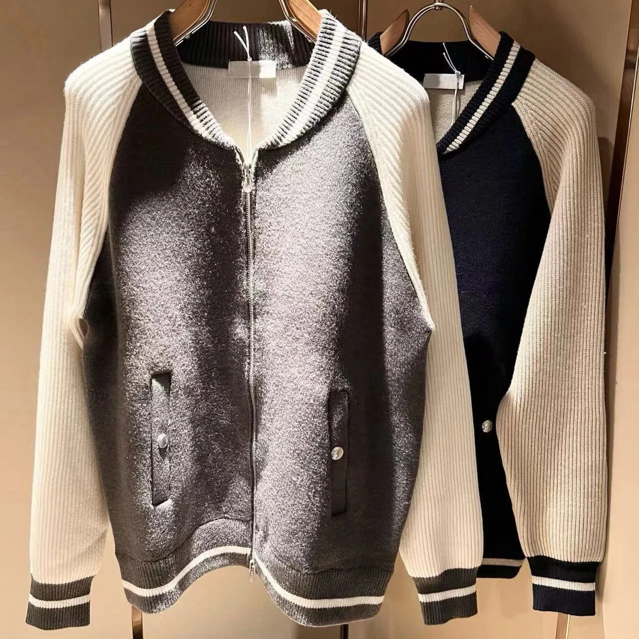 

BC Итальянская повседневная вязаная шерстяная куртка-стойка