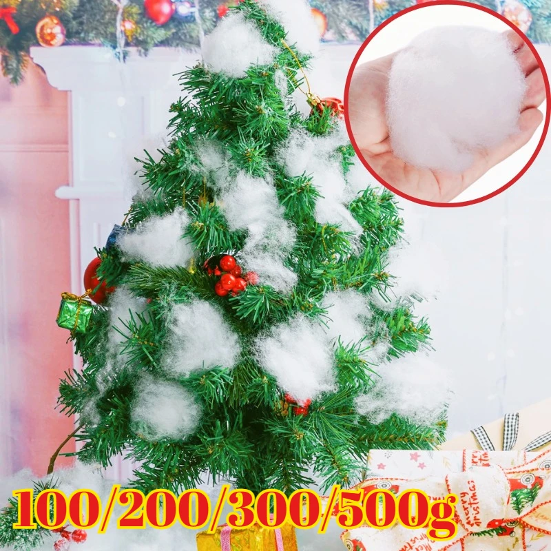 Fluffy Artificial Fake Snow Christmas Fake Cotton Decoration Set for Snow Fight Indoor Scene Xmas Village Tree Decor Doll Filler