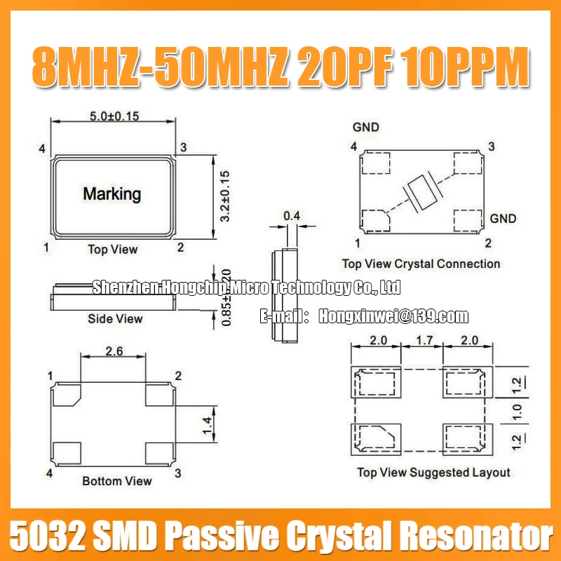 10 sztuk 5032 24.576MHZ pasywny rezonator kryształowy 24.576M SMD-4 5.0*3.2mm 4P rezonator klasy przemysłowej 20PF 10PPM