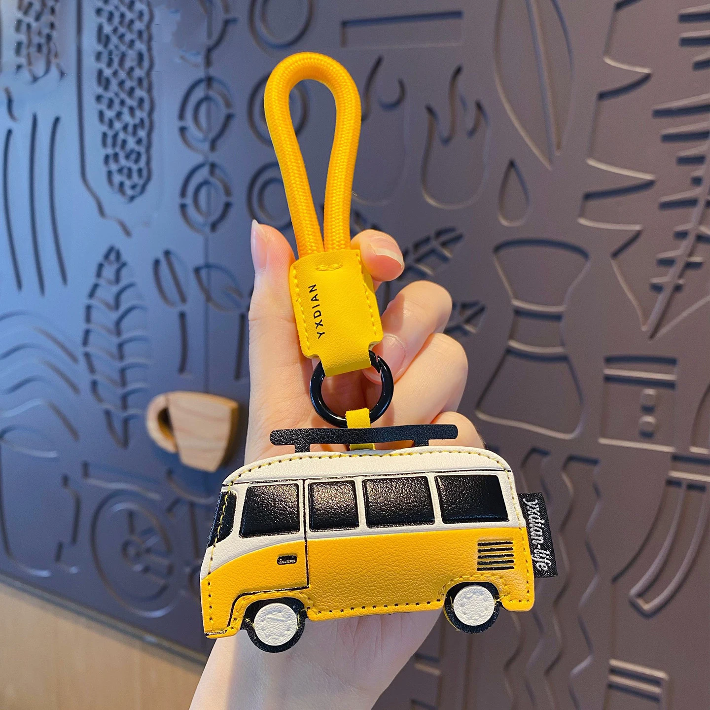 Creative Leather Transportation Vehicle Bus Pendant Auto Accessories Keys Chain Cartoon Aircraft Motorcycle Doll Bag Keychain