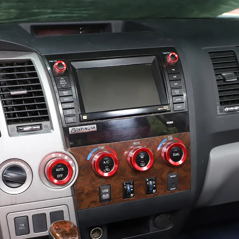 For Toyota Tundra 2007-2013 Car Air Condition Knob Audio Volume Control Button Circle Decoration Trim Ring Cover Accessories