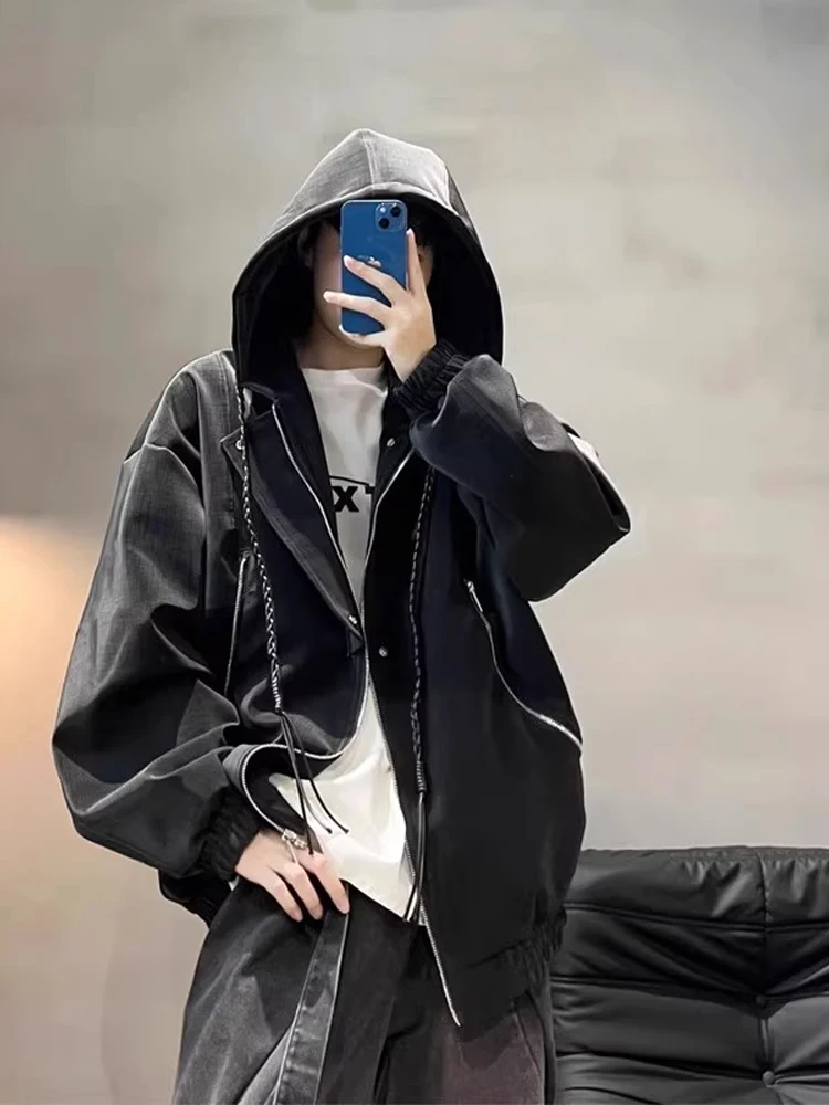 الأمريكية Sle ماتي بولي Leather الجلود Jaet الرجال الخريف الشتاء Cleanfit مقنعين دراجة نارية الملابس العصرية العلامة التجارية زوجين ملابس خارجية #1