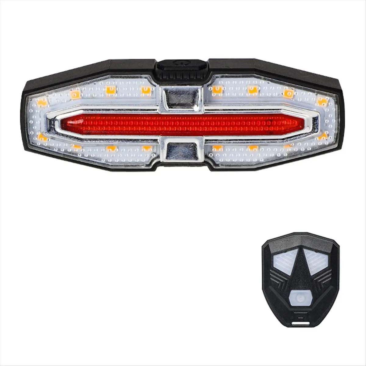 ABMO Bicycle Remote Control Taillight, Turn Signal with Horn, USB Rechargeable Taillight, Night Riding Warning Light Silver