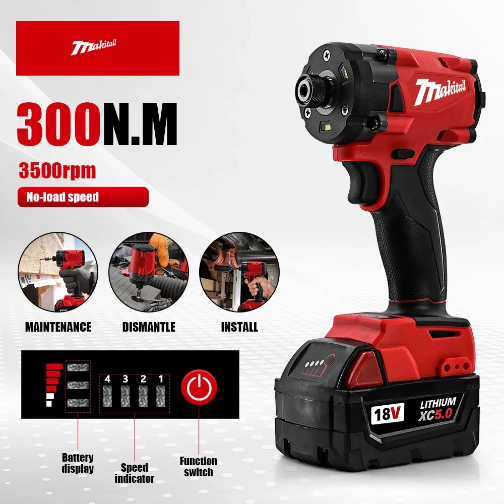 multi-fit impact driver long life strong driving force easy to control 20v rechargeable power tool for Milwaukee battery pin image 2