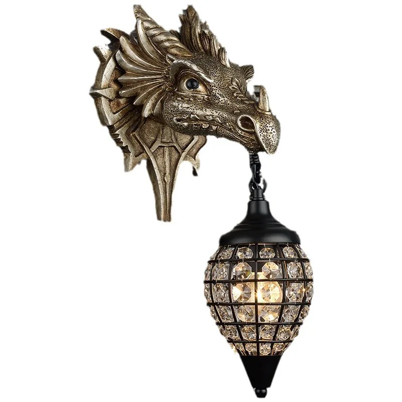 Nordic Animal Wall Lamp American Retro Living Room Bedroom Creative Western Restaurants Cafes Homestay Decorative Light