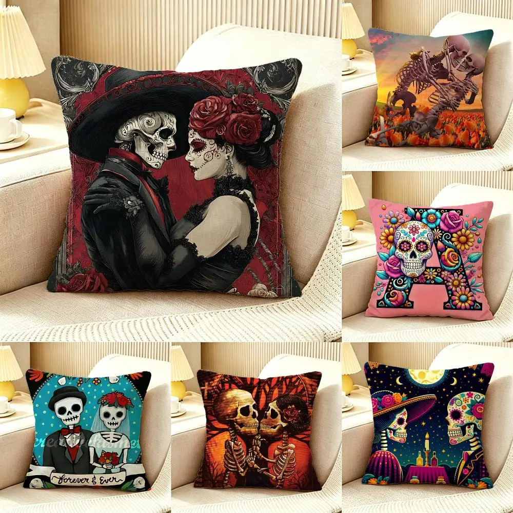 Dia De Muertos Cushion Cover Pillow Cover Nordic Minimalist Throw DoubleSided Print Cushion Case for Sofa Bedroom Decor