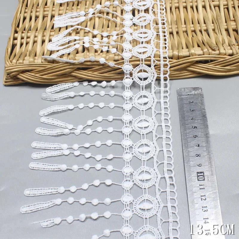 30Yards Tassels White Black Water Soluble Lace Trim Dangling Fringe Trimmings For Sewing Clothing DIY Crafts