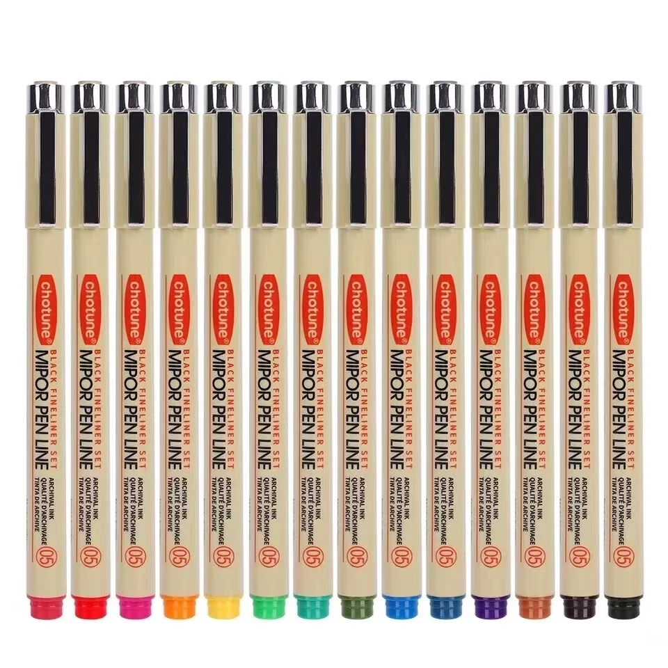 Precision Micro-Line Pens, Set of 9 Colors Brush Fineliner Ink Pens, Waterproof Archival Ink, Multiliner Sketching Anime Drawing