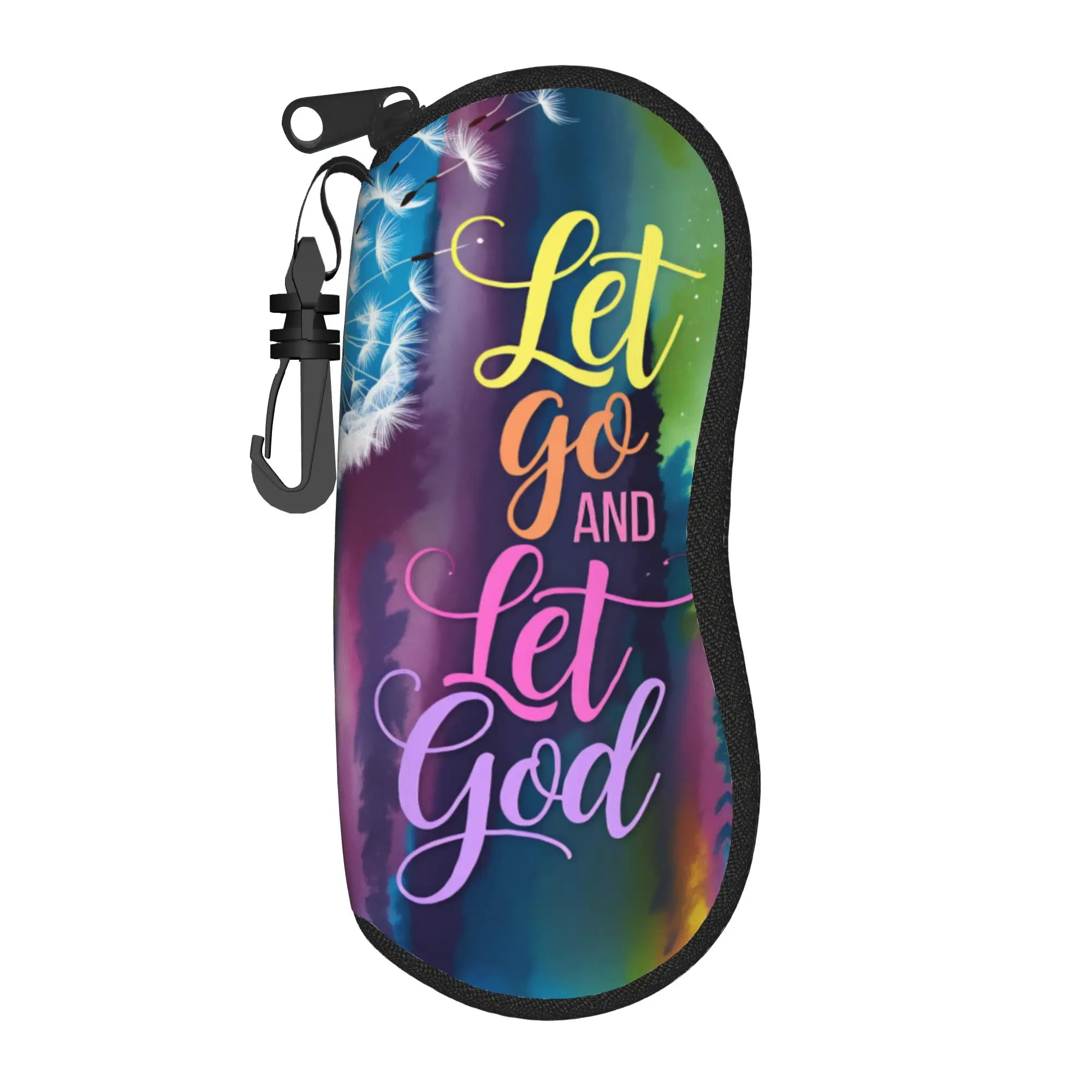Let Go and Let God Glasses Case  Zipper Sunglasses Pouch Men Women Convenient Eyeglass Cases Cover Fashion Eyewear Storage